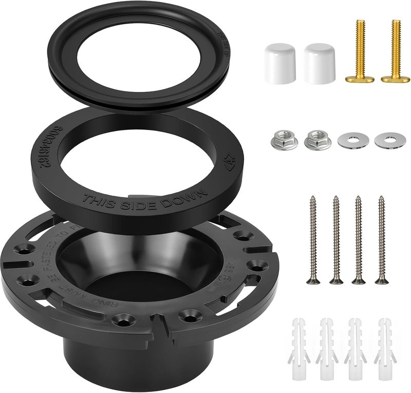 Tecreddy RV Toilet Seal, 3" Socket Floor Flange Kit Replacement for Dometic 300 310 320 RV Toilets, 385345892 Flange 385311658 Flush Ball Seal and 385311652 Base Seal Gasket - Image 1